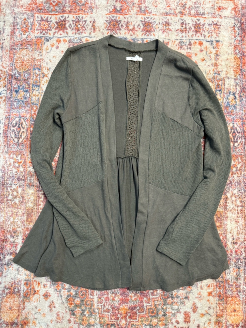 Maurices Olive Green Cardigan Lace Back Lightweight Size Small